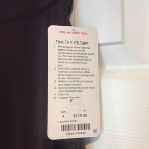 Lululemon 🍋 NEW Tied To It 7/8 tight 6
